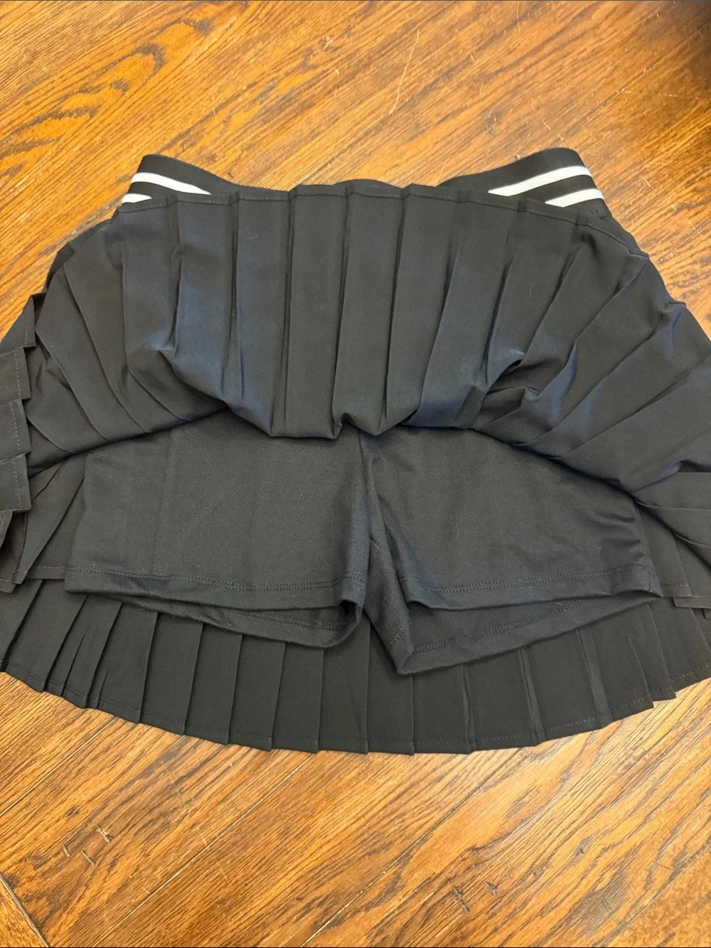 Justice Black Pleated Mini Skirt with Striped Waistband